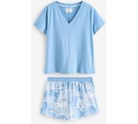 NEXT Femme Ensemble Pyjama avec Short Blue Palm XL