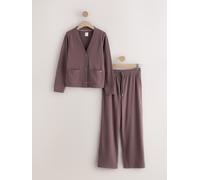Next Ensemble de vêtements d'intérieur confortable avec cardigan gaufré Brun L Regular (FR 46-48)