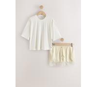 Next Ensemble pyjama court avec détails en dentelle crème FR 42 (EU 40)