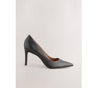 Next Black Leather Standard/Wide Fit Mid Court Shoes Black Leather EU 42 W (UK 8)