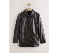 next Faux Leather Button Through Jacket Brun S (FR 38-40)