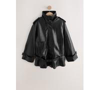 next Faux Leather Funnel Belted Jacket Noir S Petite (FR 38-40)