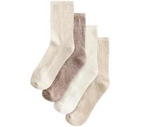NEXT Femme Chaussettes boulochées à semelles rembourrées, 4 paires Naturel one size