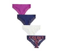 NEXT Femme Culotte Bikini en Dentelle, Lot de 4 Navy Paisley 38