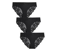 NEXT Femme Culotte brésilienne Invisible avec Dentelle au Dos, Lot de 3 Noir 42