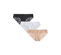 NEXT Femme Culotte brésilienne Invisible avec Dentelle au Dos, Lot de 3 Noir/Blanc/Nuit/Praline 40