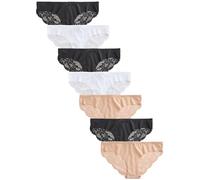NEXT Femme Culotte brésilienne Invisible avec Dentelle au Dos, Lot de 7 Noir/Blanc/Nuit/Praline 38