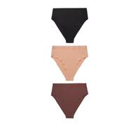 NEXT Femme Culotte échancrée Confortable Taille Haute Effet Invisible, Lot de 3 Black/Praline Chocolate Nude 42