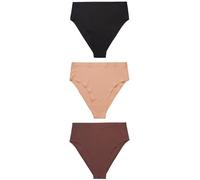 NEXT Femme Culotte échancrée Confortable Taille Haute Effet Invisible, Lot de 3 Black/Praline Nude/Chocolate Nude 44