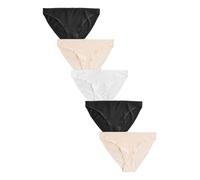 NEXT Femme Culotte échancrée en Coton Majoritaire, Lot de 5 Black/Pastel Rose Nude/White 40