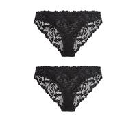 NEXT Femme Culotte échancrée en Dentelle Confortable, Lot de 2 Noir 46