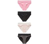 NEXT Femme Culotte échancrée en Dentelle, Lot de 4 Noir/Pink Heart Print 38
