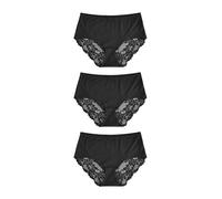 NEXT Femme Culotte mi-Haute Invisible avec Dentelle au Dos, Lot de 3 Noir 38