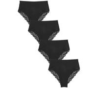 NEXT Femme Culotte Taille Haute avec Jambe échancrée, Lot de 4 Noir 44