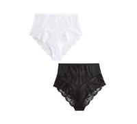 NEXT Femme Culotte Taille Haute en Dentelle, Lot de 2 Noir/Blanc 48