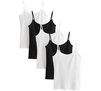 NEXT Femme Débardeur à Fines Bretelles, Lot de 5 Blanc/Noir S