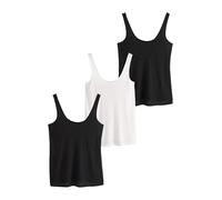 NEXT Femme Débardeur ample côtelé à fines bretelles et encolure dégagée, lot de 3 Noir/blanc 38