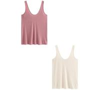 NEXT Femme Débardeur Ample côtelés avec Encolure dégagée, Lot de 2 Rose/crème 42
