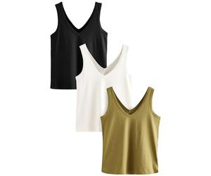 NEXT Femme Débardeur Ample en Modal, Lot de 3 White/Black/Grey Marl M
