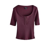 NEXT Femme Haut col Tunisien boutonné à Manches Courtes et Larges côtes Berry Red 48