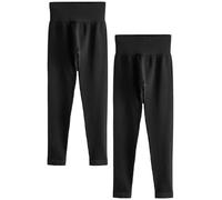 NEXT Femme Legging Taille Haute côtelé, Lot de 2 Noir M