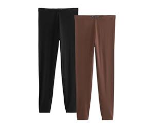 NEXT Femme Leggings Longs, Lot de 2 | Coupe standard, Taille mi-haute, Jambe droite