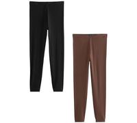 NEXT Femme Leggings Longs, Lot de 2 Noir/Marron 34