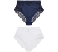 NEXT Femme Lot de 2 Culottes gainantes en Dentelle Bleu Marine/Blanc 40