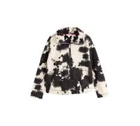 NEXT Femme Polaire à col zippé 100% polyester recyclé imitation peau de mouton Black/Ecru Cow Print Medium