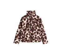 NEXT Femme Polaire à col zippé 100% polyester recyclé imitation peau de mouton Chocolate Brown/Pink Leopard Large