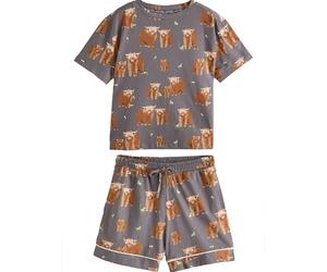 NEXT Femme Pyjama à Manches Courtes 100% Coton Hamish, Vache des Highlands Charcoal Grey Hamish The Highland Cow XL