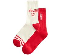 NEXT Femme Socquettes sport côtelées et brodées à semelle rembourrée, 2 paires Coca-Cola one size
