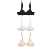 NEXT Femme Soutien-Gorge Balconnet en Coton mélangé Ultra Confortable Bonnets A-E, Lot de 3 Noir/Blanc/Rose Pastel Nude 95 D
