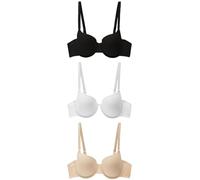 NEXT Femme Soutien-Gorge en Coton mélangé Ultra Confortable Bonnets A-E, Lot de 3 Noir/Blanc/Pastel Rose Nude 80 D