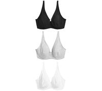 NEXT Femme Soutien-Gorge en Coton mélangé Ultra Confortable Bonnets emboîtants DD+, Lot de 3 Black/Grey Marl/White 90 E