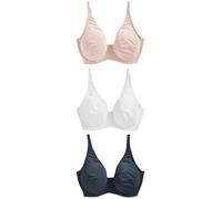 NEXT Femme Soutien-Gorge en Coton mélangé Ultra Confortable Bonnets emboîtants DD+, Lot de 3 Navy Blue/Pink/White 90 E