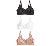 NEXT Femme Soutien-Gorge en Dentelle Ultra Confort à Maintien intégral, Lot de 3 Noir/Blanc/Nuit/Praline 105