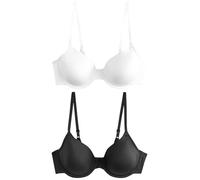 NEXT Femme Soutien-Gorge lissant Ultimate Comfort à Bonnets emboîtants A-E, Lot de 2 Noir/Blanc EU 90 DD (UK 40 DD)