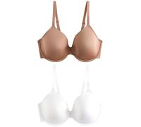 NEXT Femme Soutien-Gorge lissant Ultimate Comfort à Bonnets emboîtants A-E, Lot de 2 Praline Nude/White 85 F