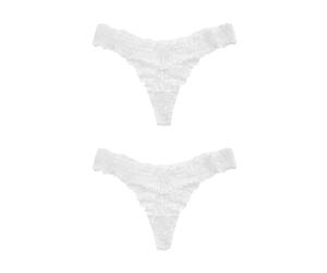 NEXT Femme String en Dentelle Confort Optimal, Lot de 2 Blanc 42