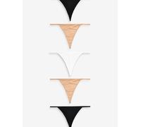 NEXT Femme String en Microfibre, Lot de 5 Noir/Blanc/Nuit/Praline 38