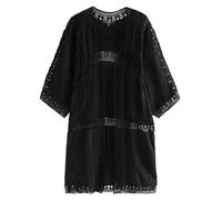 NEXT Femme Tunique Longue Style Kimono Black Crochet Medium