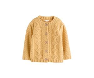 NEXT Fille Cardigan en Grosse Maille Jaune Ocre 2 Ans-3 Ans