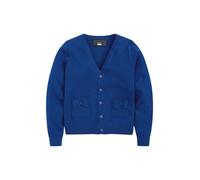 NEXT Fille Cardigan pour l'école en Coton Majoritaire avec Poche et nœud Bleu 3 Ans