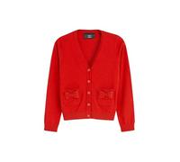 NEXT Fille Cardigan pour l'école en Coton Majoritaire avec Poche et nœud | Fermeture boutonnée, Col en V, Manches longues, Poches plaquées avec nœud
