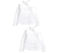 NEXT Fille Chemise d'école Premium ajustée en Coton Majoritaire Stretch à Manches Longues, Lot de 2 Blanc 6 Ans