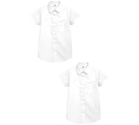 NEXT Fille Chemise d'école Slim à Manches Courtes, Lot de 2 Blanc 8 Ans