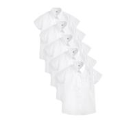 NEXT Fille Chemise d'école Standard à Manches Courtes, Lot de 5 | Coton mélangé, Fermeture à boutons, Poche plaquée, Coupe oversize droite
