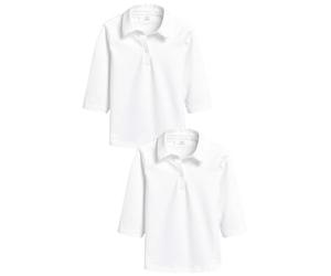 NEXT Fille Chemisier d'école en Jersey de Coton Stretch à Manches 3/4, Lot de 2 Blanc 12 Ans