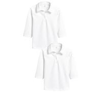 NEXT Fille Chemisier d'école en Jersey de Coton Stretch à Manches 3/4, Lot de 2 Blanc 8 Ans
